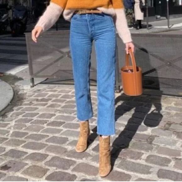 Rouje Denim - ROUJE Marais Jeans High Rise
Straight Leg Raw Hem - Size 28/6